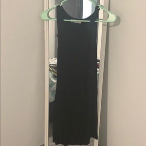 Long black slit shirt